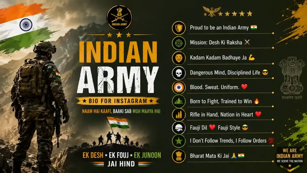 Indian Army Bio for Instagram