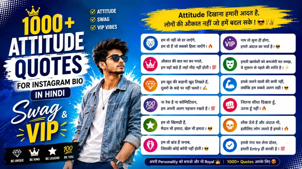 Attitude Quotes for Instagram Bio in Hindi