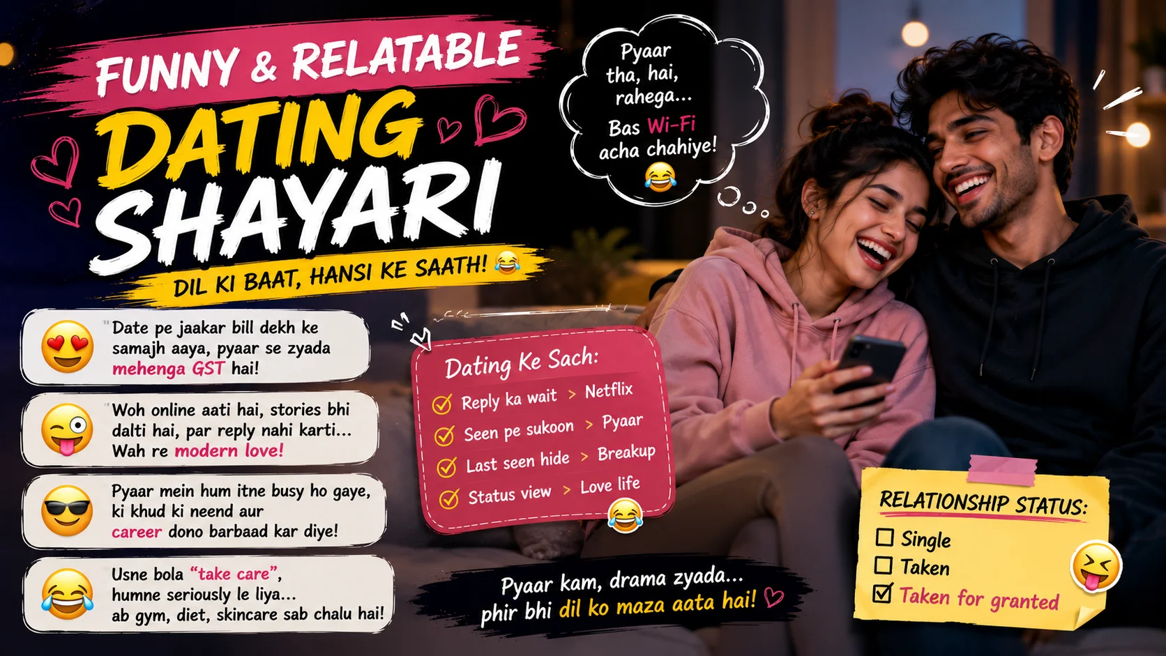 Funny & Relatable Dating Shayari
