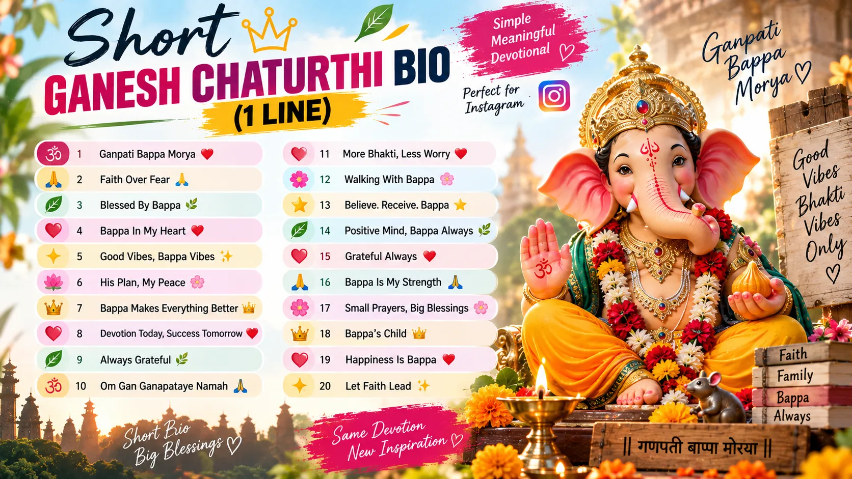 Short Ganesh Chaturthi Bio (1 Line) 