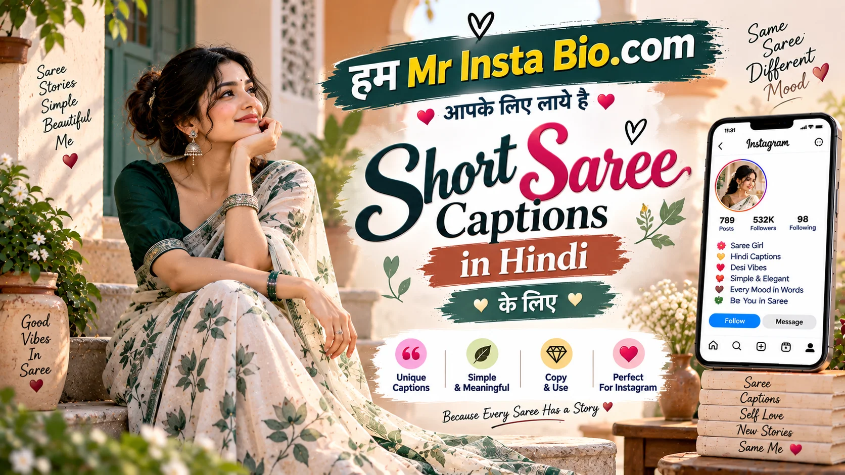 Short Saree Captions in Hindi
