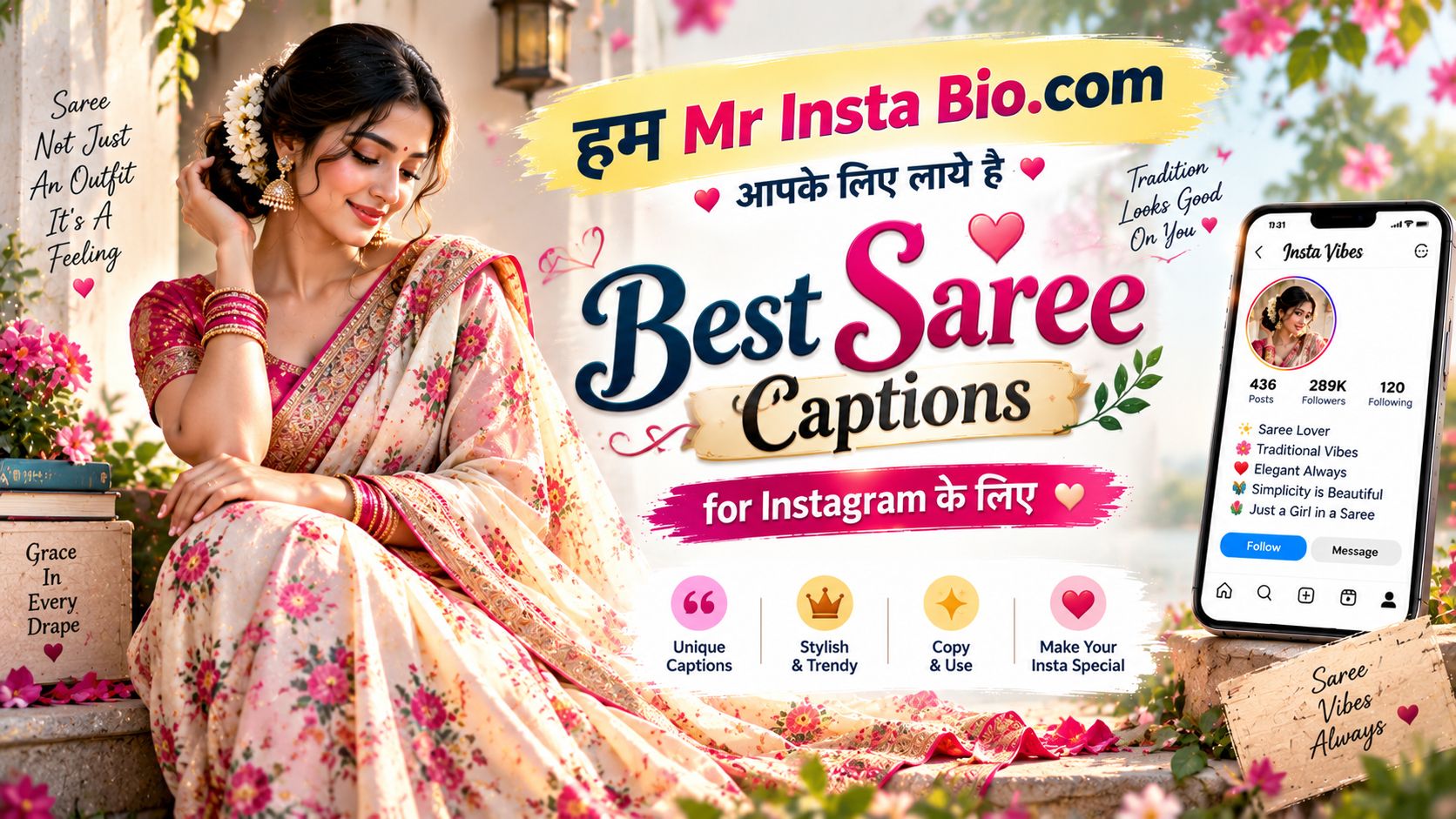 150+ Best Saree Captions for Instagram in Hindi (Stylish)